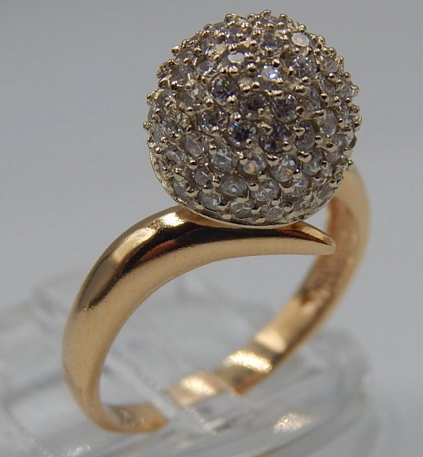 Кольцо из красного и белого золота с цирконием (33725769)  1