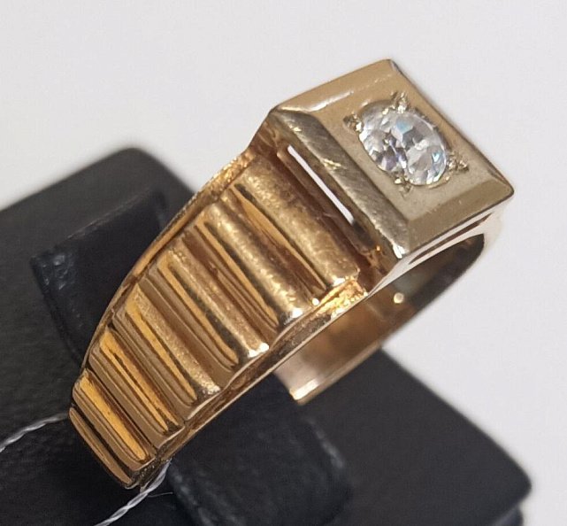 Перстень из красного и белого золота с цирконием (32601484) 1