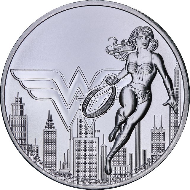 Серебряная монета 1oz Лига Справедливости Комиксов DC: Чудо-Женщина 2 доллара 2021 Ниуэ (	29128336) 1