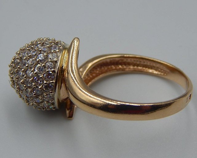 Кольцо из красного и белого золота с цирконием (33725769)  2