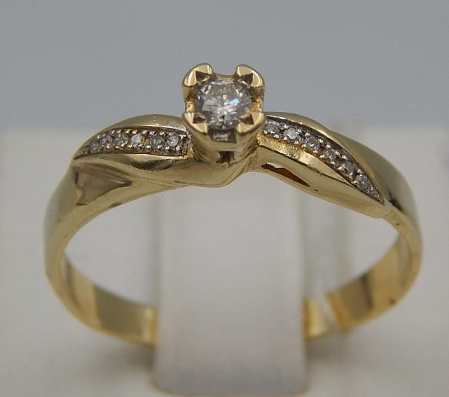 Кольцо из желтого золота с бриллиантом (-ми) (29719918) 0