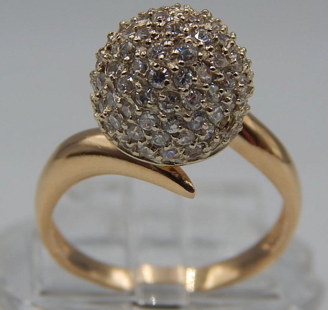 Кольцо из красного и белого золота с цирконием (33725769)  0