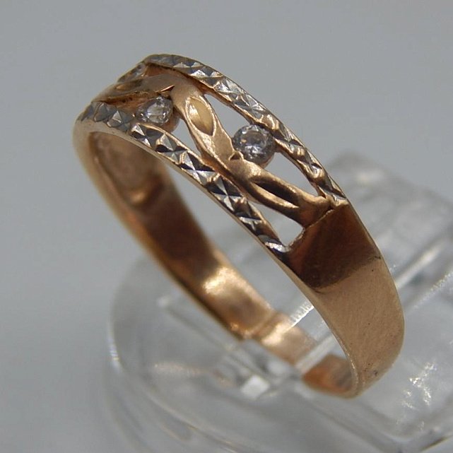 Кольцо из красного и белого золота с цирконием (33726749)  1