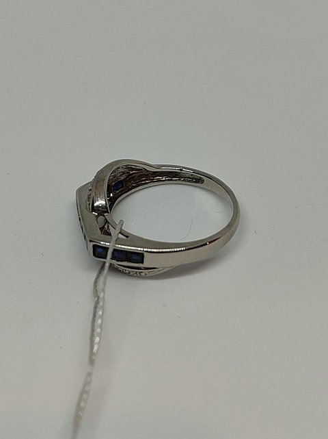 Кольцо из белого золота с сапфиром и бриллиантом (-ми) (33593902) 5