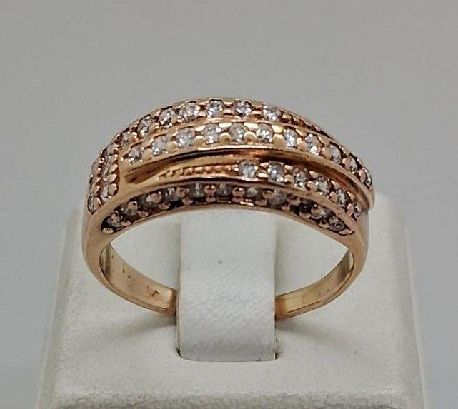 Кольцо из красного золота с цирконием (33822196) 1