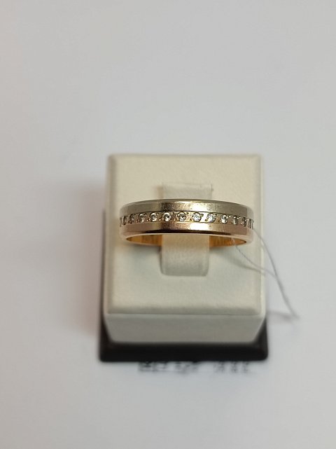 Кольцо из красного и желтого золота с цирконием (33302046) 1
