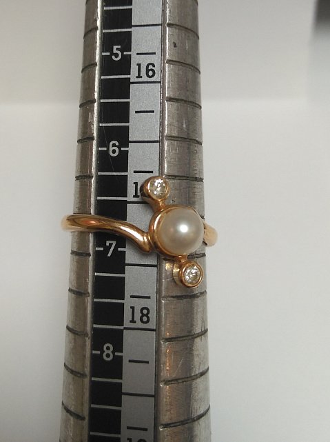 Кольцо из красного золота с жемчугом и цирконием (32473026)  2